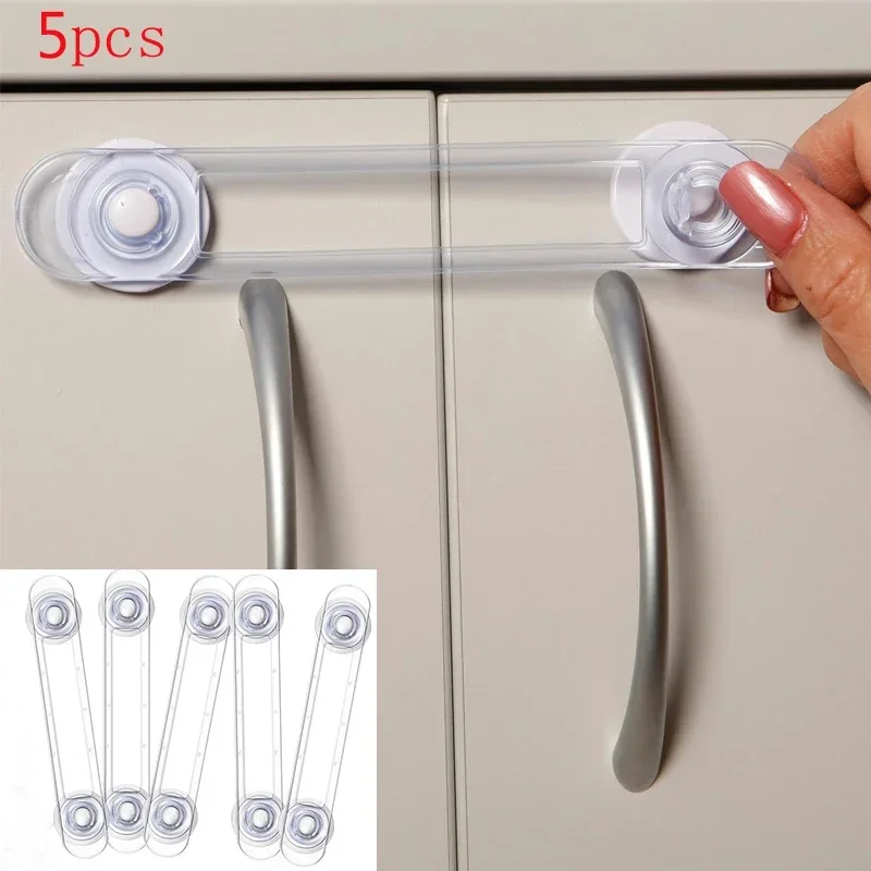 3/5 pçs multi-funcional bebê criança bloqueio de segurança gaveta geladeira locktransparente anti-abertura cinta macia bloqueio de segurança