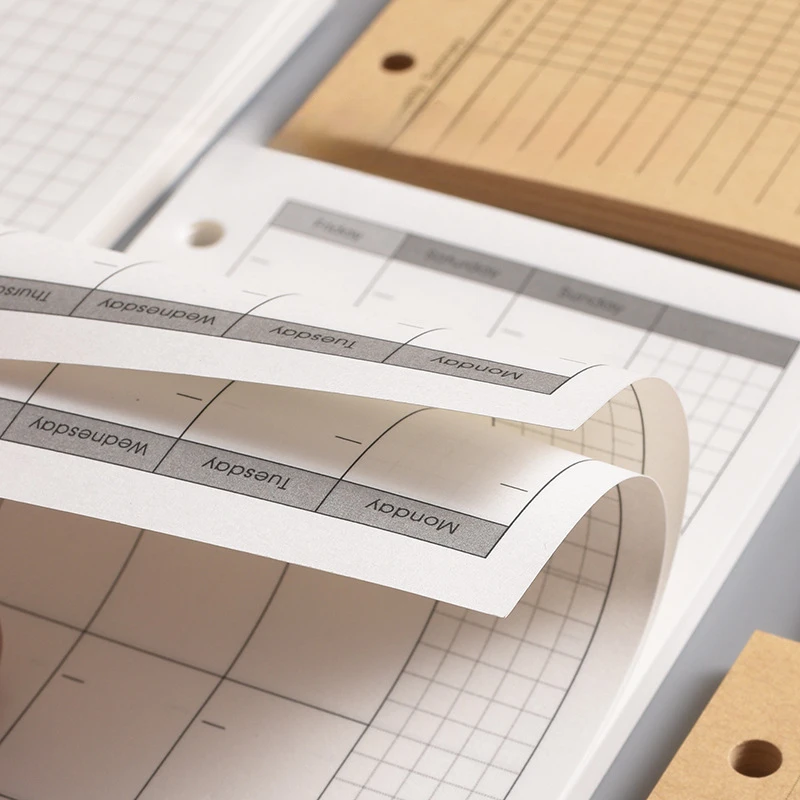 A7 Craft Loose Leaf Notebook Refill Spiral Binder Inner Page Grid Blank Line Diary Agenda PlannerSchool Stationery