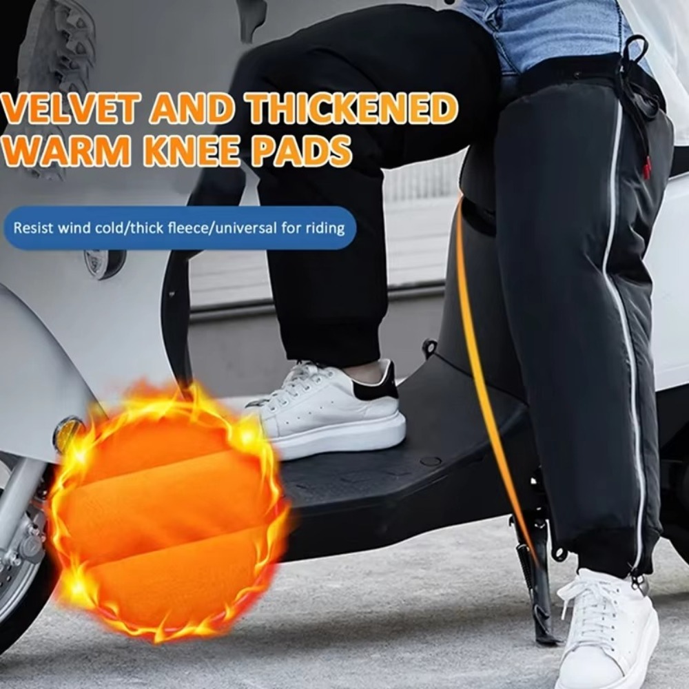 High Quality 60/70/75CM Motorcycle Knee Pads Thicken Reflective Strip Design Leg Cover Waterproof Warm Cycling Leg Warmer