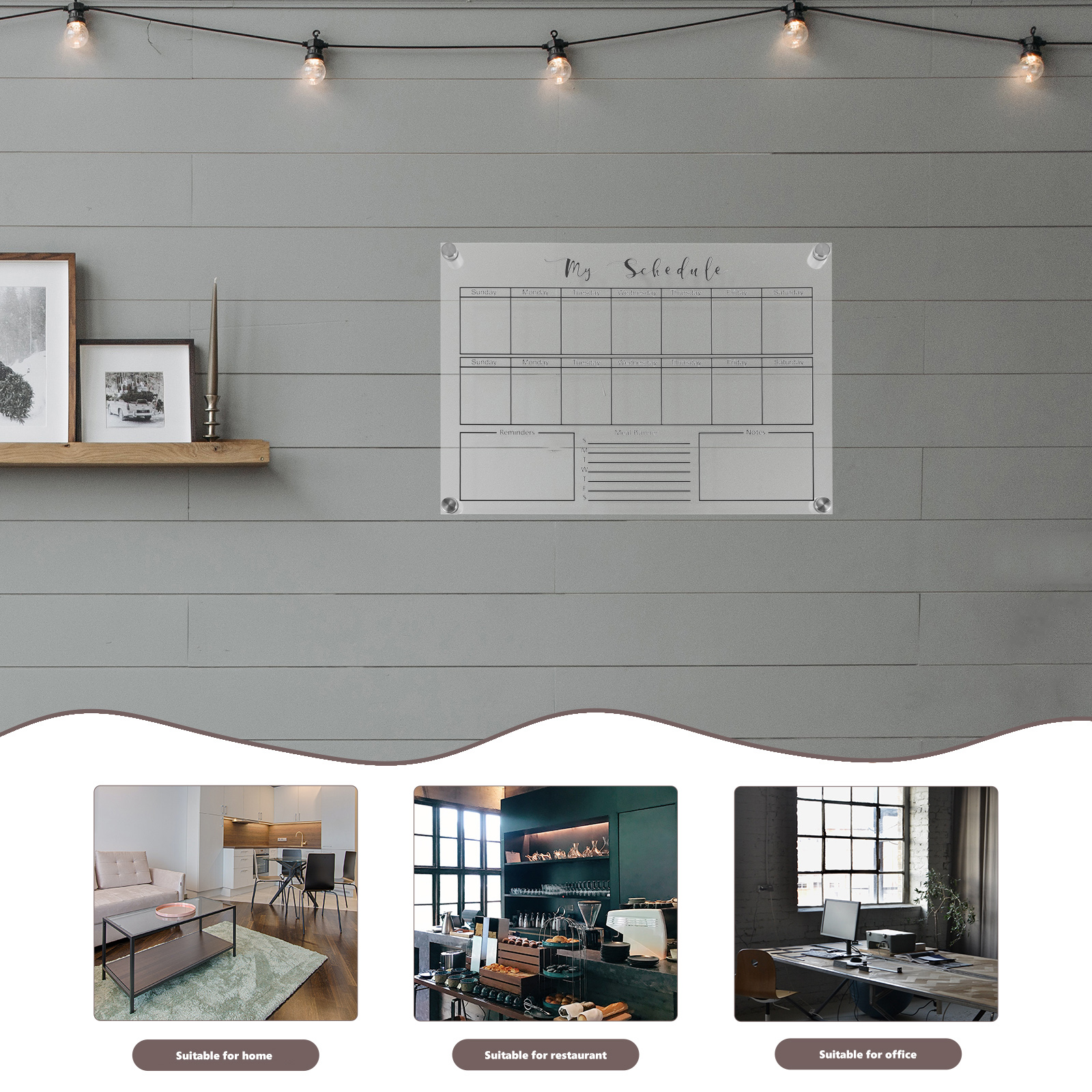 Wochen planer Brett Glas Büro Schreibtisch trocken löschen Tisch Tafel Acryl schreiben weiß