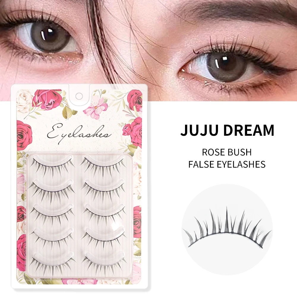 Long false eyelashes extensions 5 rows 10 pairs natural look slim strip lashes for eye makeup