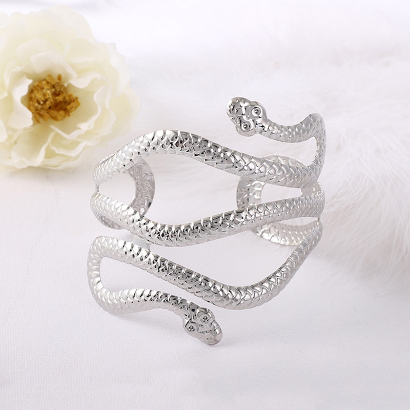 Brazalete con forma serpiente extremo abierto romano griego Retro, brazalete para parte superior del brazo, joyería