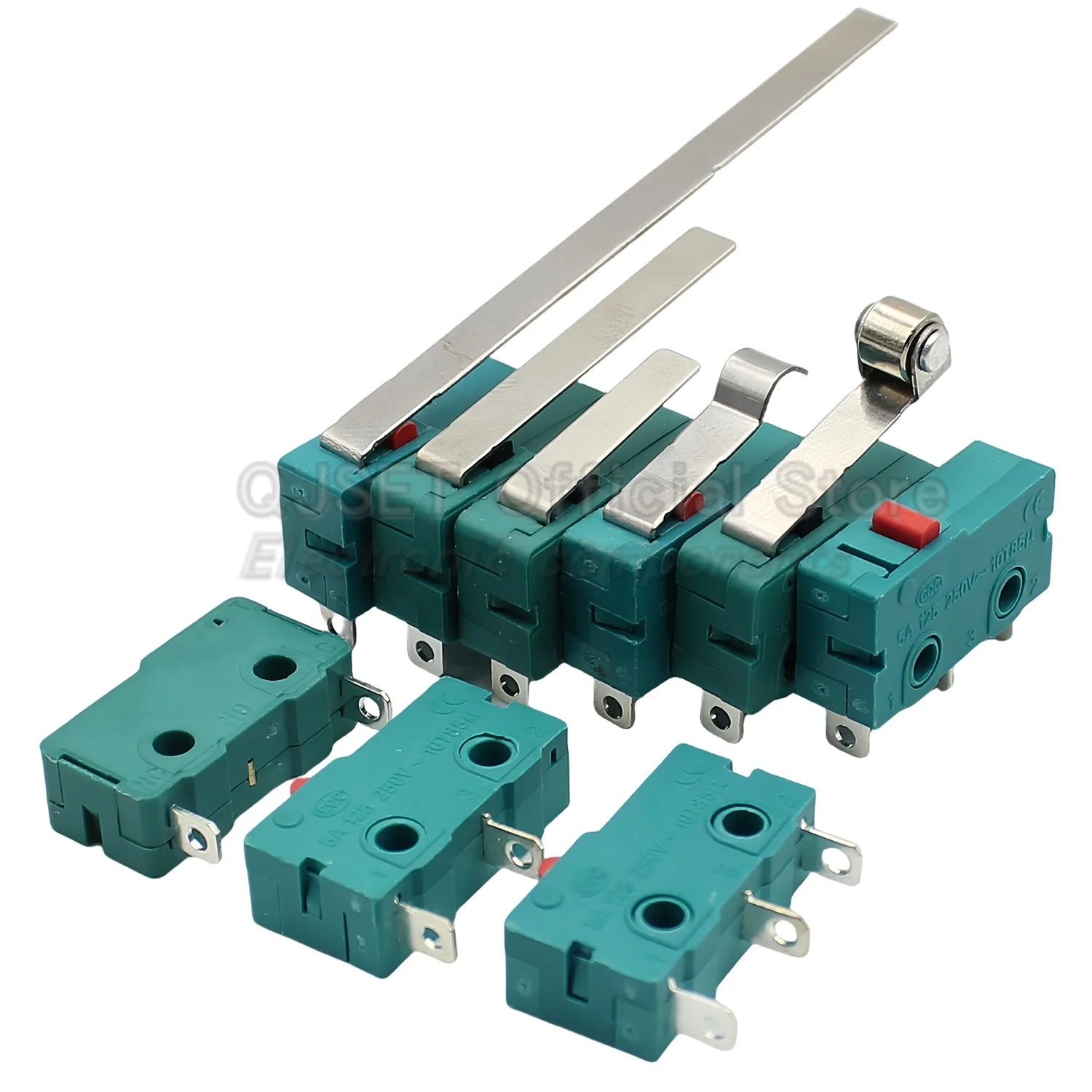 5pcs Silver Contacts 5A 250V Microswitch KW12 Green Travel Limit Switch 2Pin/3Pin Switch KW11-3Z-2 Straight/Curved Handle/Roller