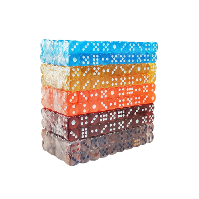 100 Cái/bộ D6 Xúc Xắc 12Mm 6 2 Mặt Nhiều Màu Trong Suốt Màu Acrylic Bo Tròn Các Góc Cạnh Xúc Xắc Dành Cho Bàn Bảng Trò Chơi Uống đảng DND MTG