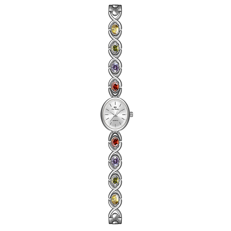 Reloj UTHAI V43 para mujer, marca de lujo ligera, pulsera Retro ovalada de arcoíris, reloj de cuarzo resistente al agua a la moda para mujer