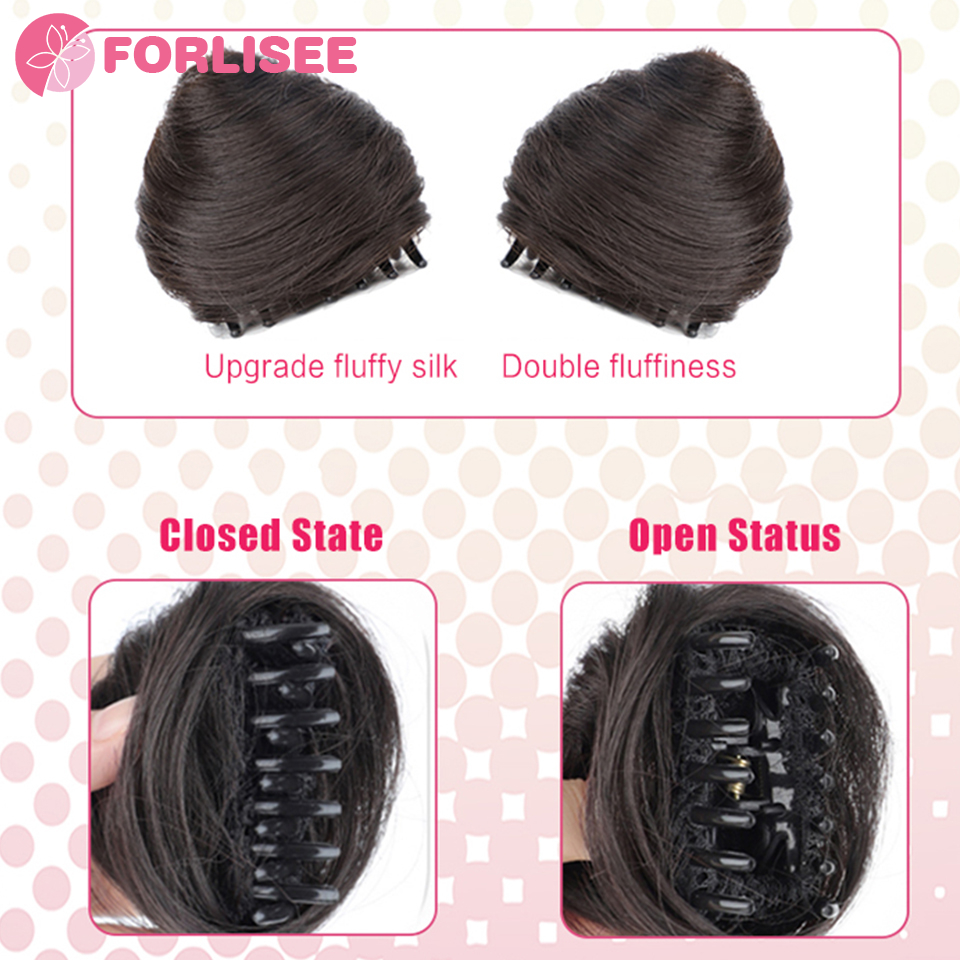 Forlisee-女の子のためのカーリーヘアバン、クリップスタイル、ブラウン、ブラック、合成、ヘアタイ、ラップ、アイスティック、ポニーテール、ストレートヘアバンド