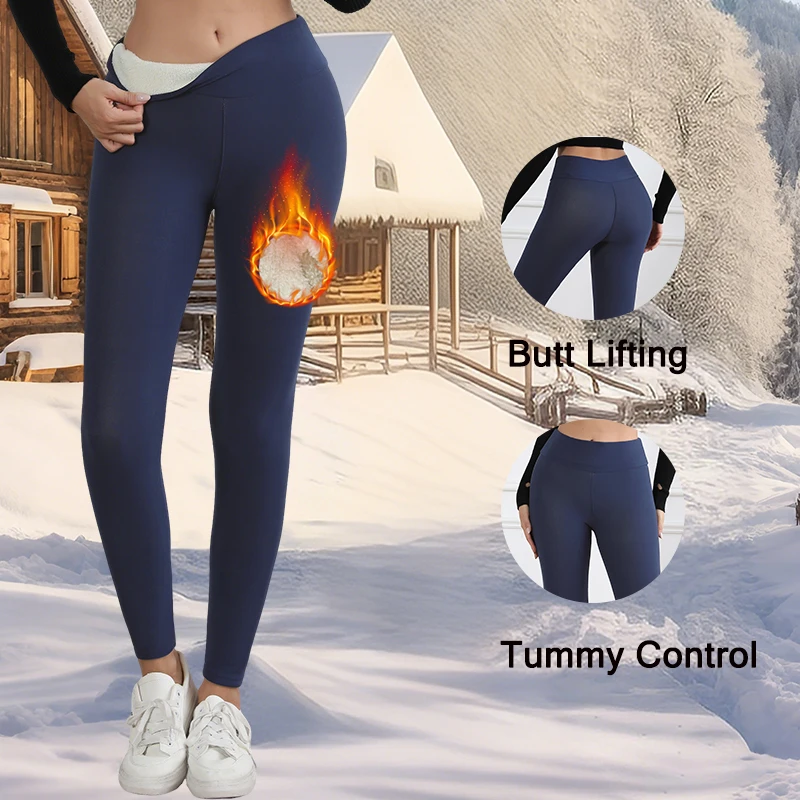 Leggings da donna in pile caldo autunno inverno velluto addensato collant a vita alta leggings elastici sottili in tinta unita prevengono collant freddi