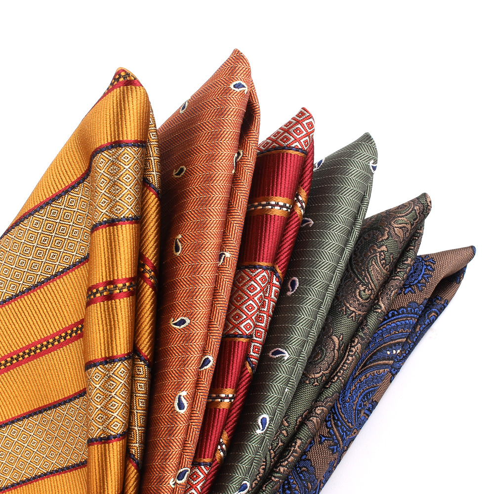 Quadrado de bolso para homens e mulheres, toalha torácica listrada, lenço para cavalheiros, ternos de lenço, cor laranja, presentes