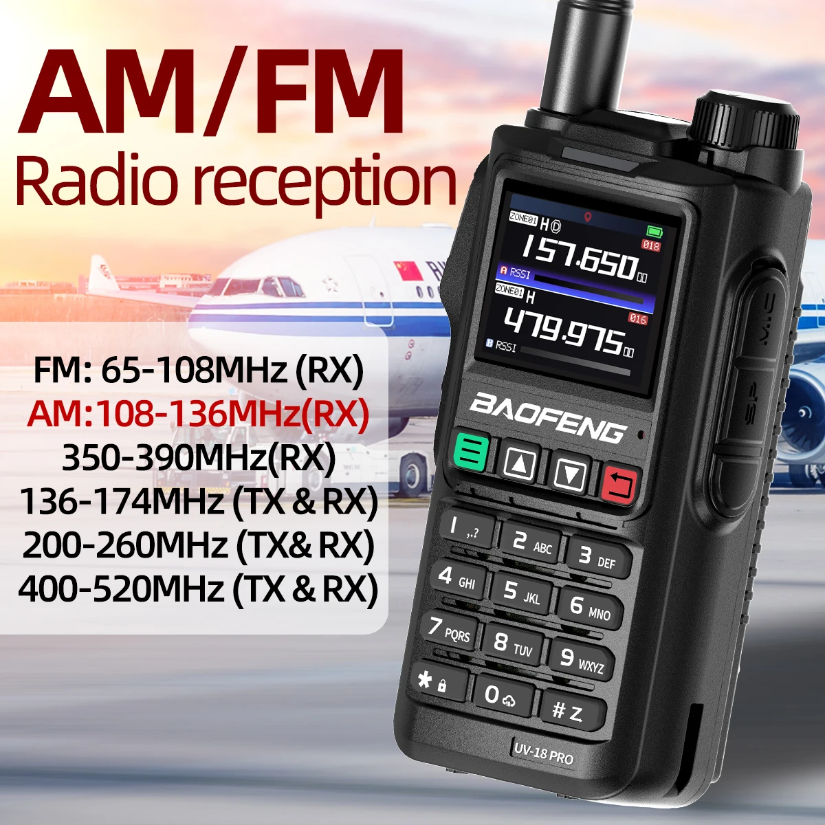Baofeng uv18 pro max gps am fm walkie talkie de seis bandas frequência de cópia sem fio 999ch longo alcance tipo-c UV-G28 pro rádio em dois sentidos