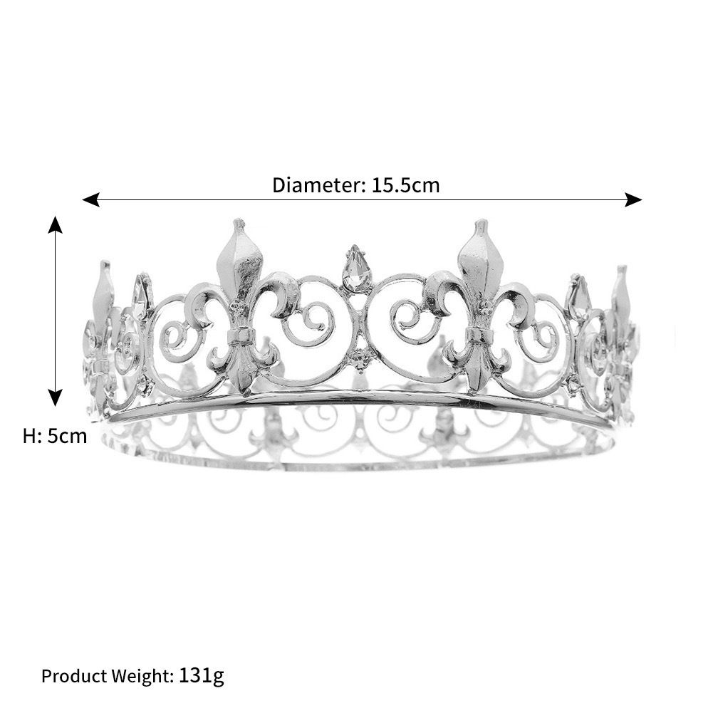 Klassische König Haarschmuck Krone Barock Vollkreis Gold Strass Legierung Krone Männer und Frauen Party Kopf bedeckung Hochzeit