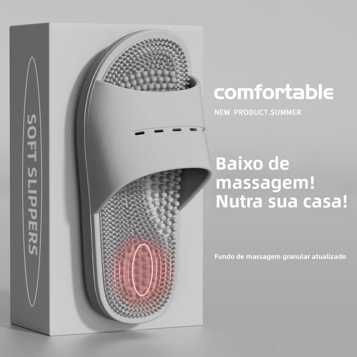 Chinelos de Massagem Masculinos Antiderrapantes para Uso Interno em Casa e Banheiro, Sandálias Simples em Material PVC Confor...