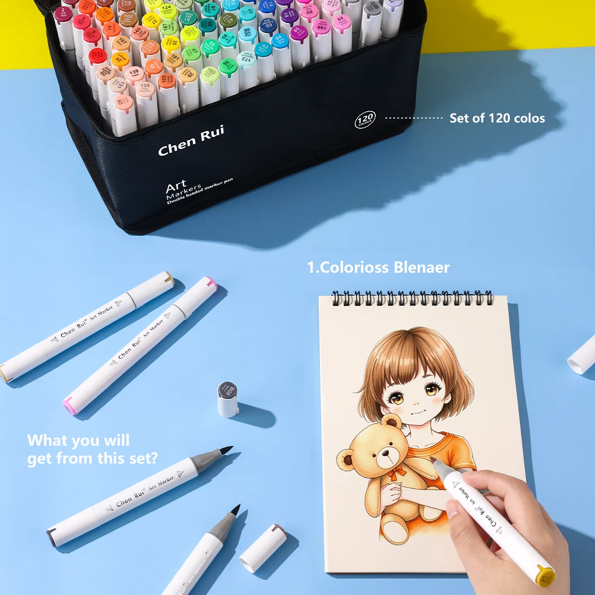 168/120/100/80/60/48 Colours Dual Tip Art Markers Sketch Pens Brush & Chisel Permanent Marker Pens With Base & Outline Markers D