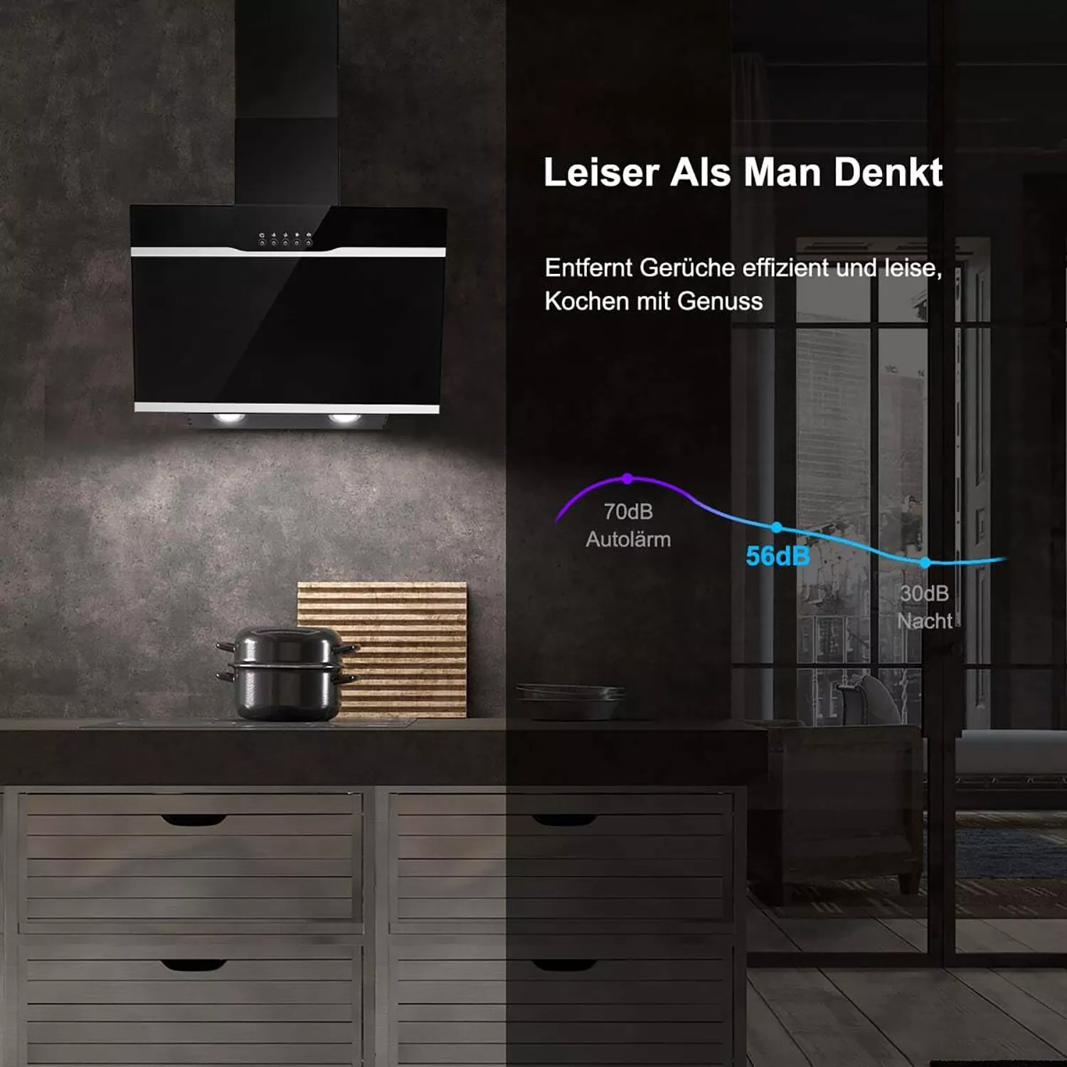 TopStrong Suporte de Parede 60 cm de aço inoxidável Filtros Easy Clean Extrator Preto YYWH4060