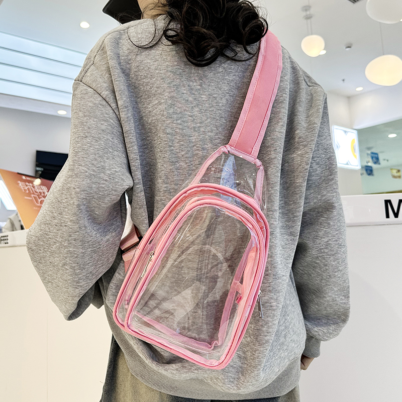 Bolsa de Peito Transparente de PVC Plástico Jelly para Mulheres Nova 2025 à Prova d'Água para Celular Estilo Casual Tamanho G...