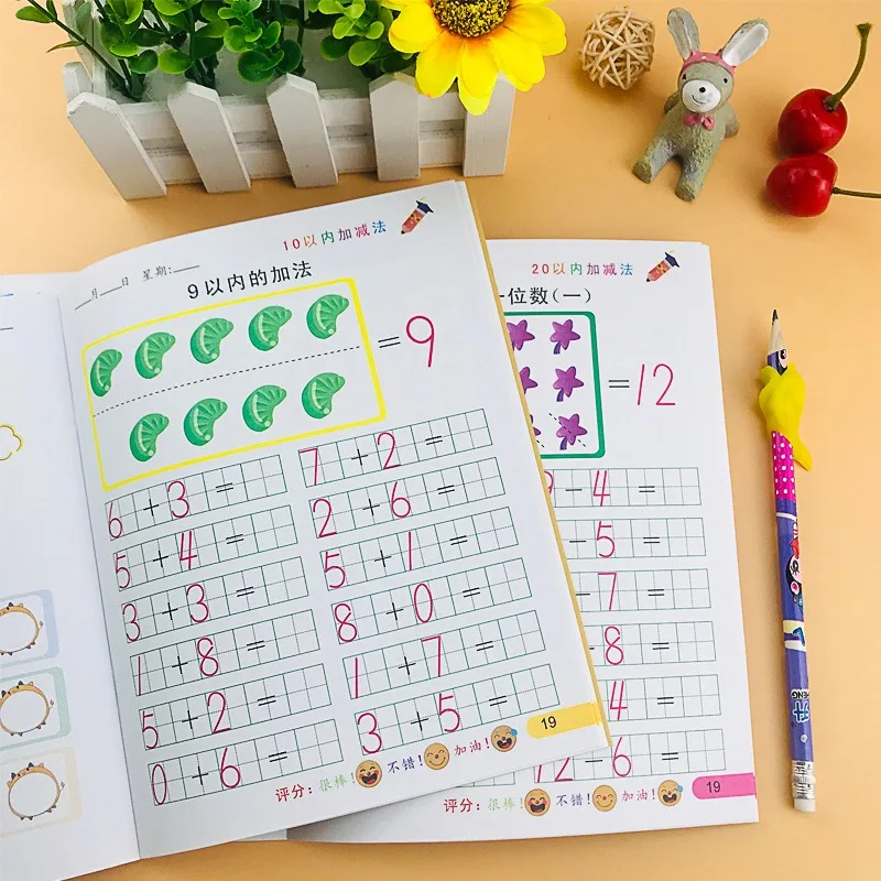 Calligraphy Practice Book 32 Pages Writing Learning Alphabet Math Numbers for Kids Children's Kindergarten Exercises Workbook