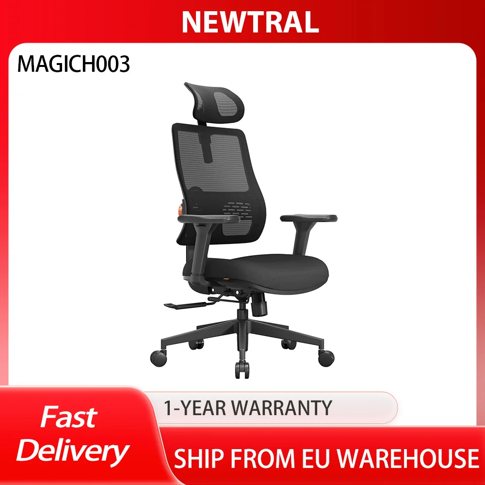 Krzesło ergonomiczne NEWTRAL MAGICH002, adaptacyjne wsparcie dolnej części pleców, regulowana głębokość siedziska, podłokietniki 4D z funkcją odchylania, 160-195 cm
