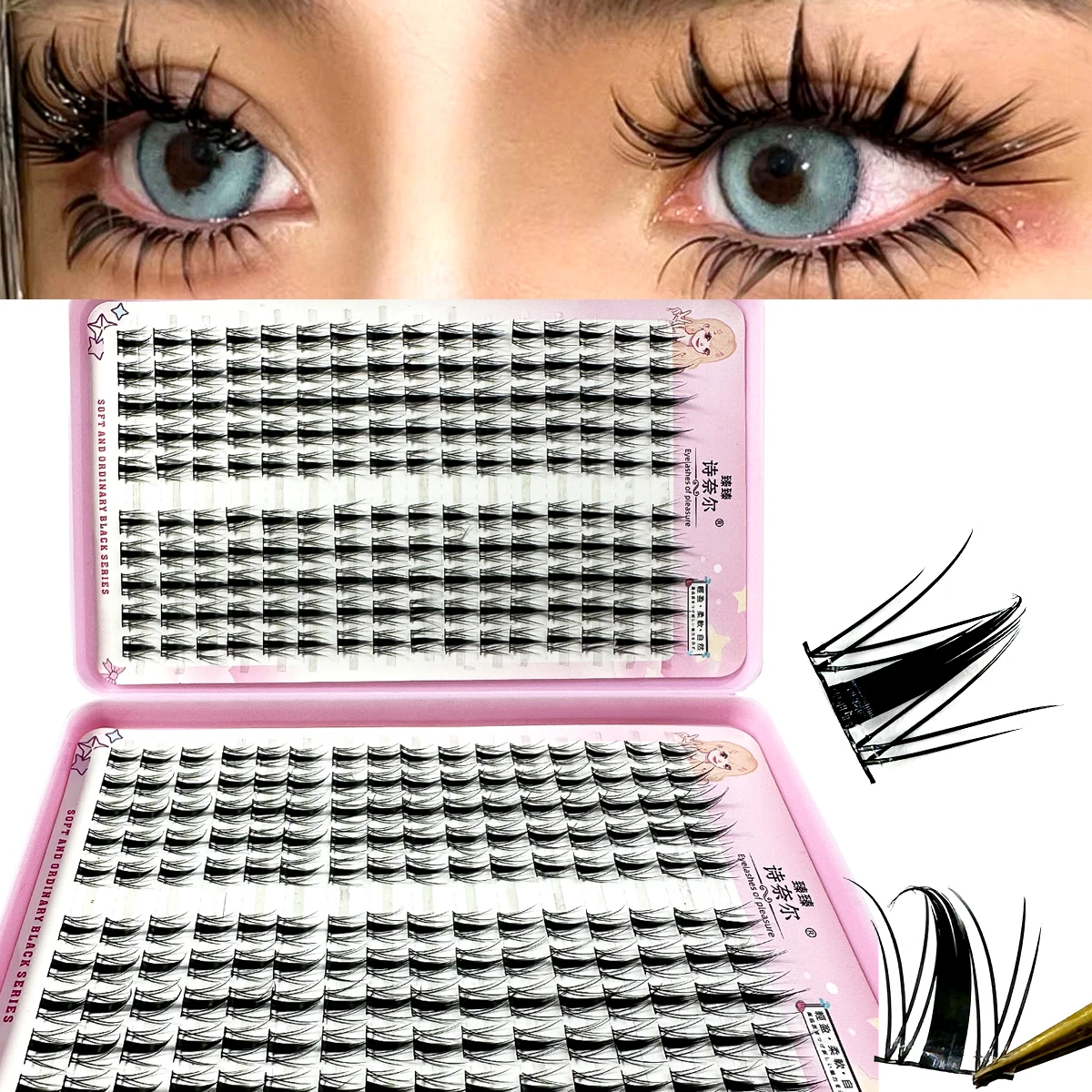 Pestañas individuales de alta capacidad, pestañas en racimo de 12/13/14mm, aspecto Natural esponjoso, extensión de pestañas DIY, maquillaje de pestañas postizas