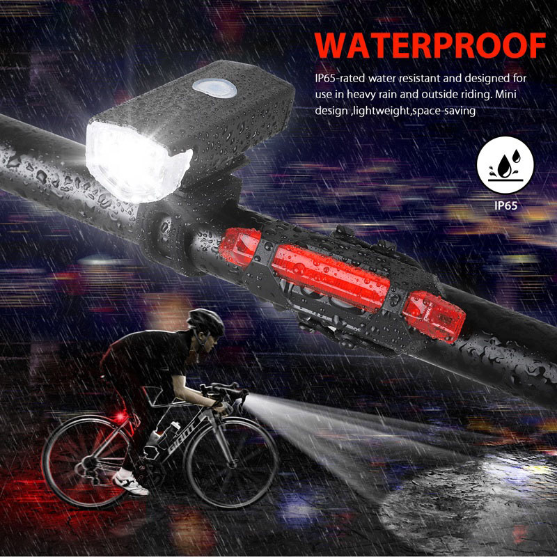 Juego de luces delanteras para bicicleta con luz trasera, recargable por USB, fácil de instalar, 3 modos, accesorios para bicicleta de carretera MTB