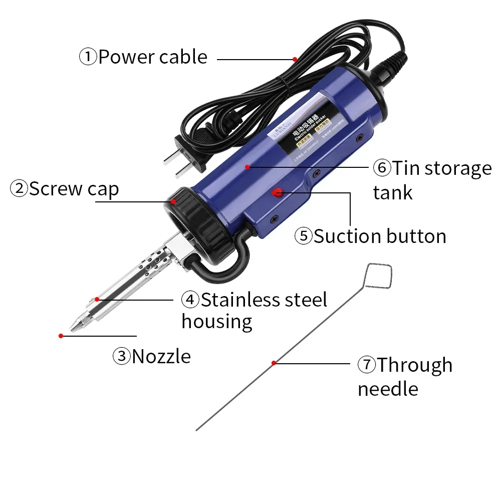 LUXIANZI 30 W/40 W ไฟฟ้า Desoldering ปั๊มดูดดีบุกเครื่องมือกําจัดสูญญากาศมือเครื่องมือเชื่อม SOLDER Iron Desolder Gun