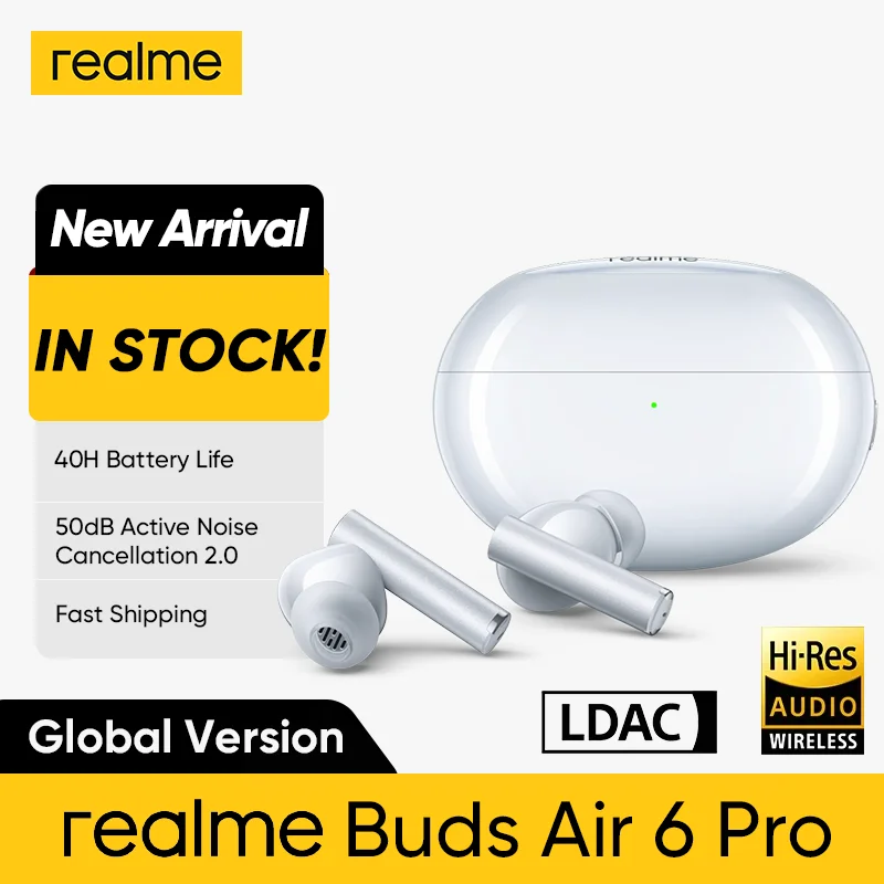 【Brand+】realme Buds Air 6 Pro True Wireless Earphone 50 дБ Deep Sea Noise Reduction 2.0 Bluetooth 5.3 Беспроводные наушники