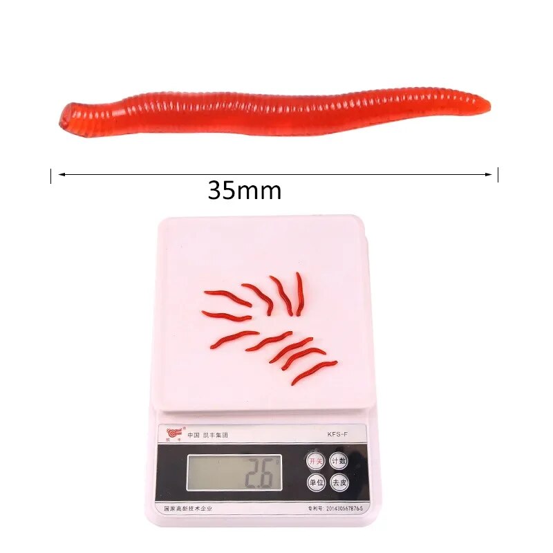Bionic Red Worm Lure 100pcs 3.5 ซม.เหมือนจริงซิลิกาเจล Fishy ประดิษฐ์หนอนแดง Earthworm เหยื่อ Submerge จําลอง Lure Pesca