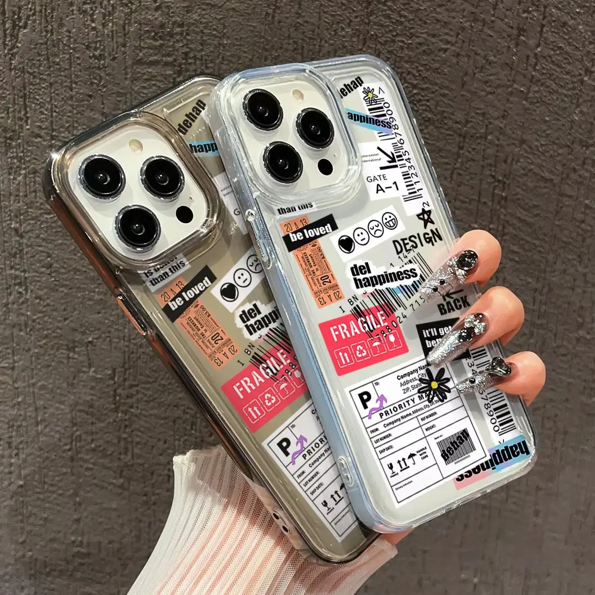 Casing TPU lembut anti guncangan hitam dan putih desain baru, desain netral dengan beberapa untuk iPhone 16 15 Pro Max 14 13 12 11 Plus
