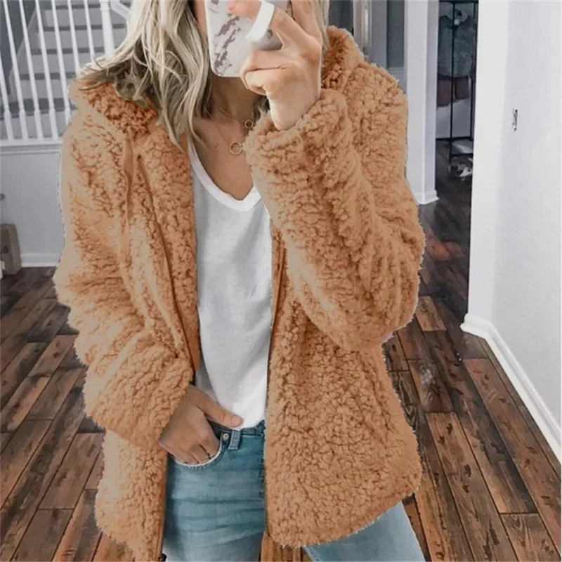 Sudadera con capucha cálida y gruesa de felpa para mujer, cárdigan de Color sólido a la moda, Sudadera con capucha, ropa de abrigo informal cómoda para invierno para mujer 5XL