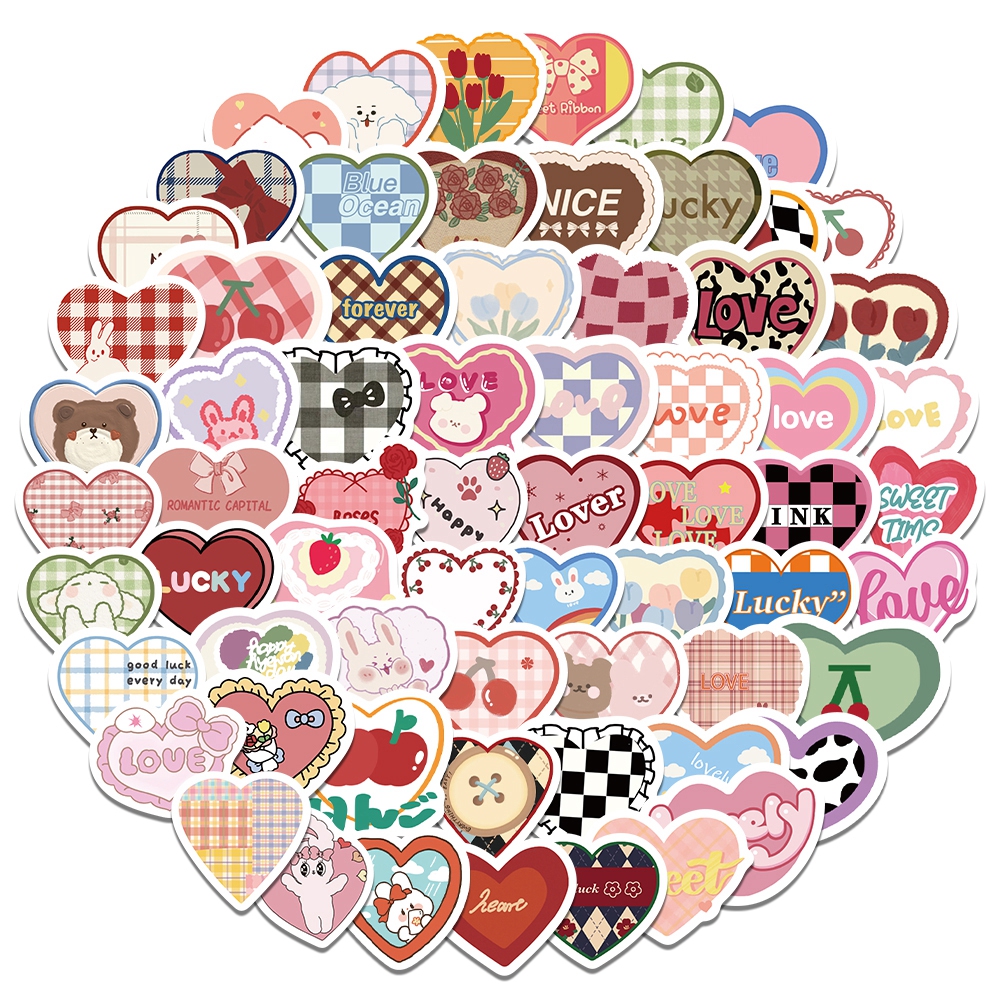 100PCS Nette Cartoon Liebe Herz Aufkleber Kawaii Candy Farben Aufkleber Scrapbooking Tagebuch Aufkleber Schule Büro Schreibwaren
