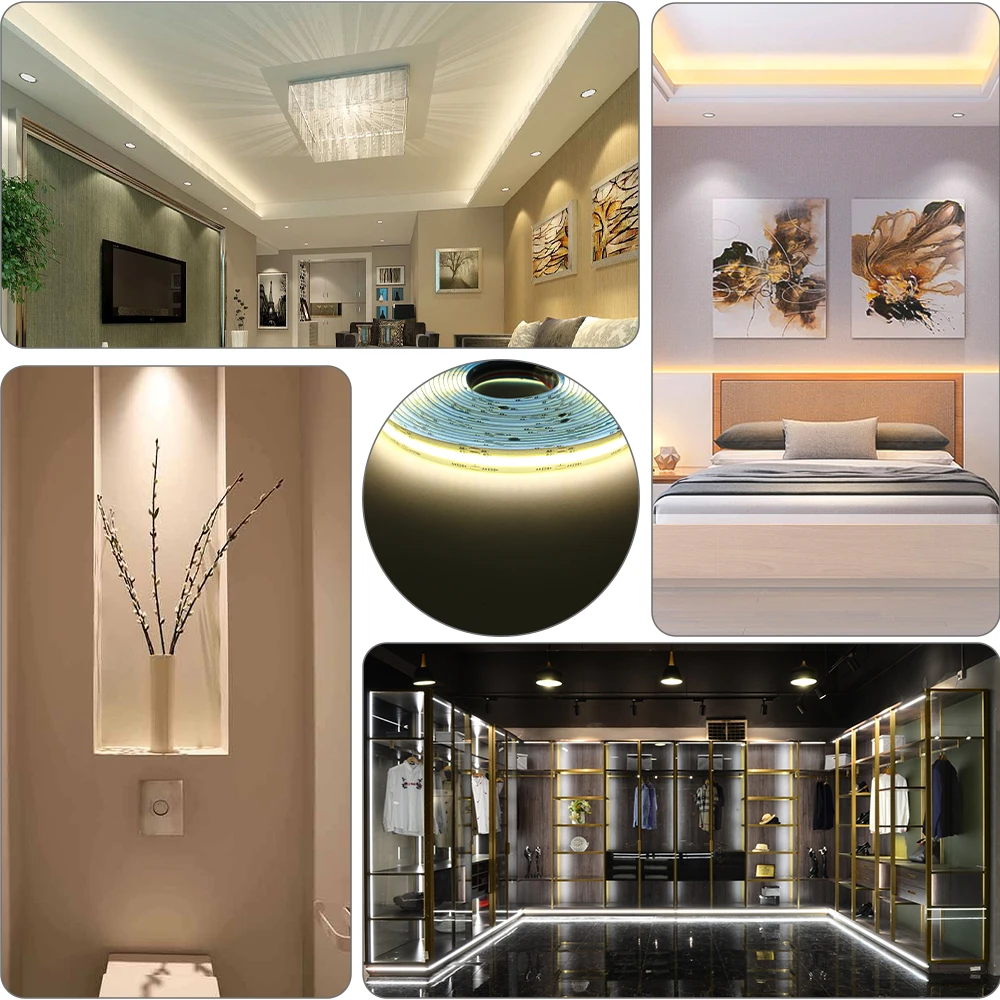 DC 24V CCT COB LED Strip Light Dimmable 608LEDs/m High Brightness RF Remote Kit Double White Flexible Tape Lamp Linear Lighting