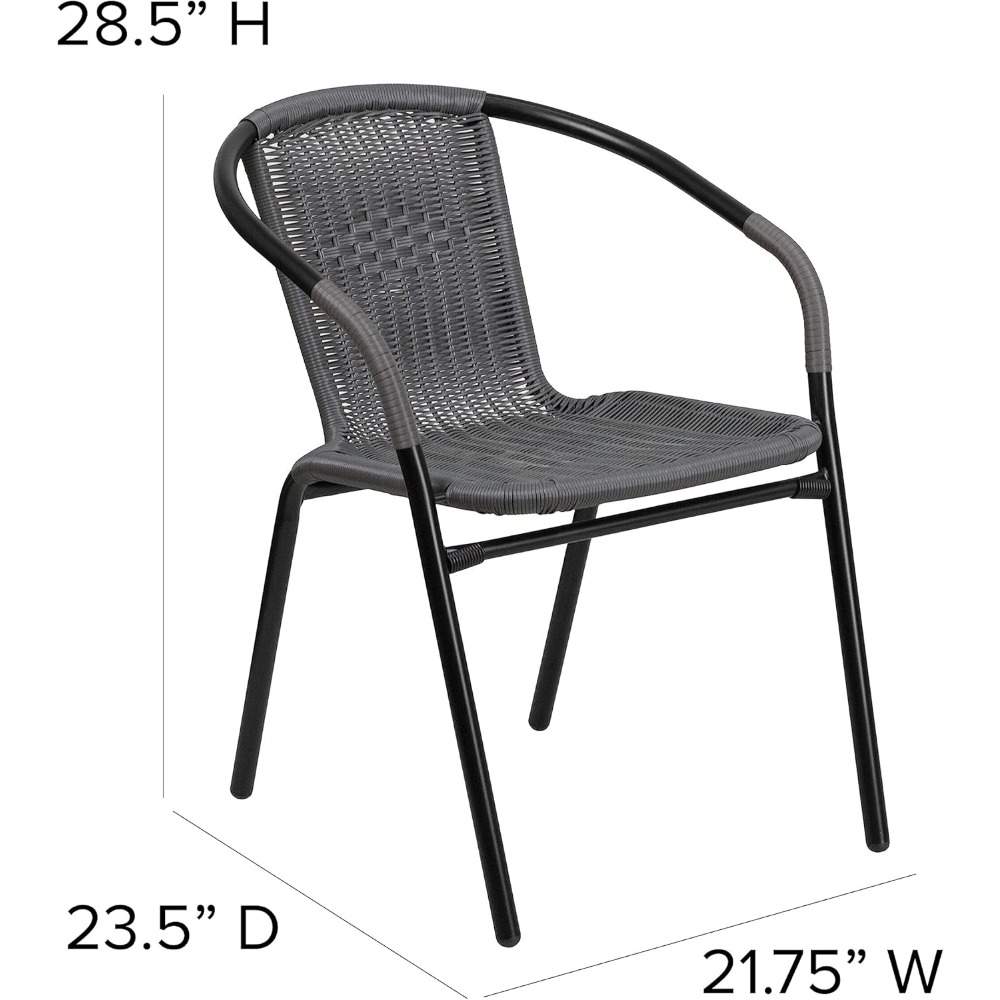 2 Pack Rattan Indoor-Outdoor Restaurant Stack Chair