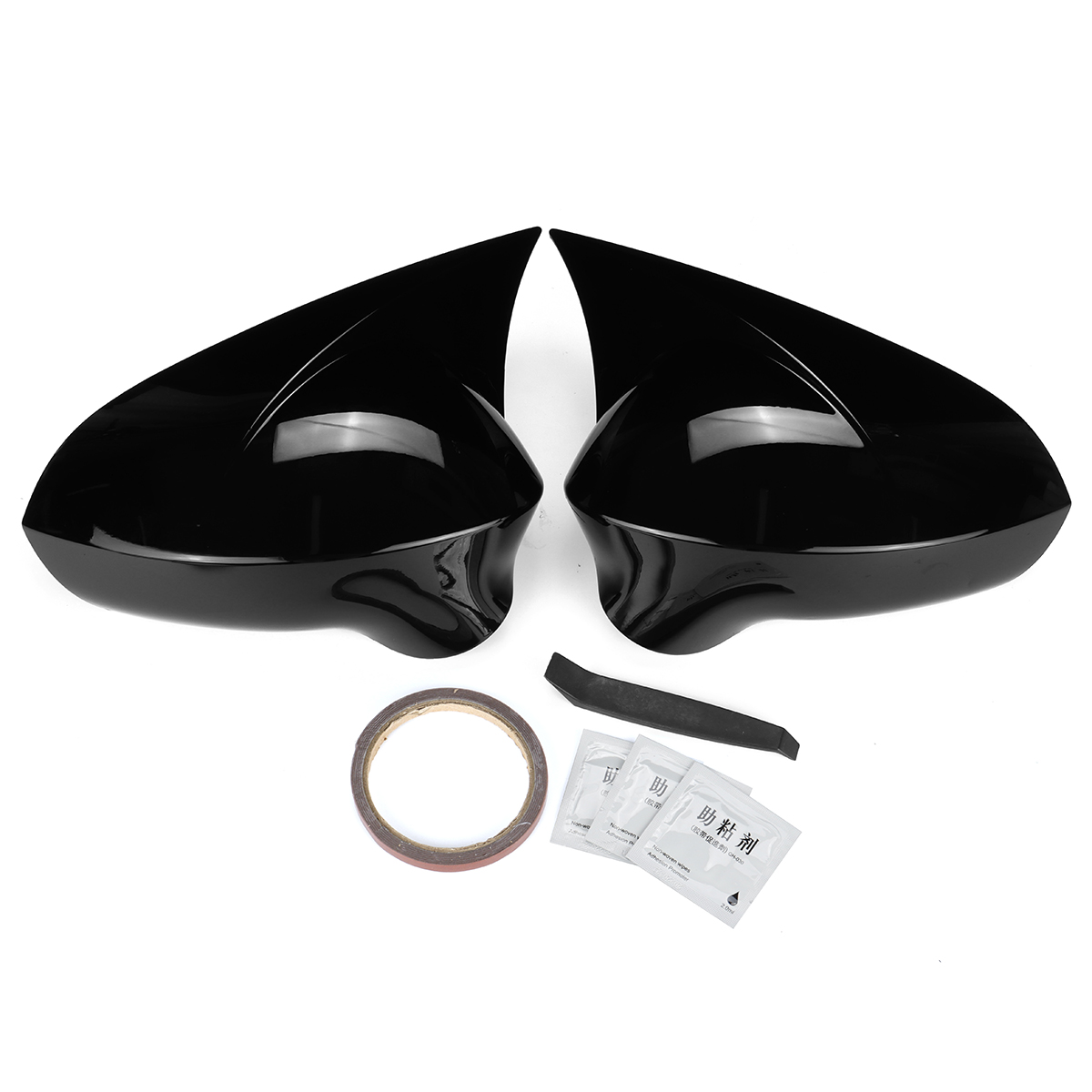 光沢のあるブラック/カーボンファイバールックバックミラーウイングミラーカバーキャップセアト · レオン MK2 1P イビサ MK4 6J 2008-2017 ミラーケースカバー