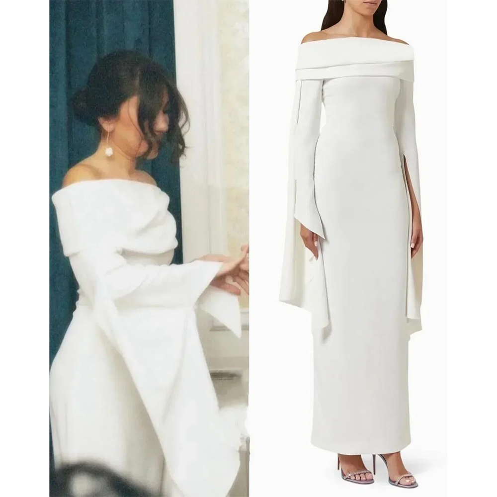 Maßgeschneidertes elegantes schulterfreies Abendkleid für Damen, säulenförmige Abendkleider, Maxi-Langarm-Etui, formelles Partykleid 2025,