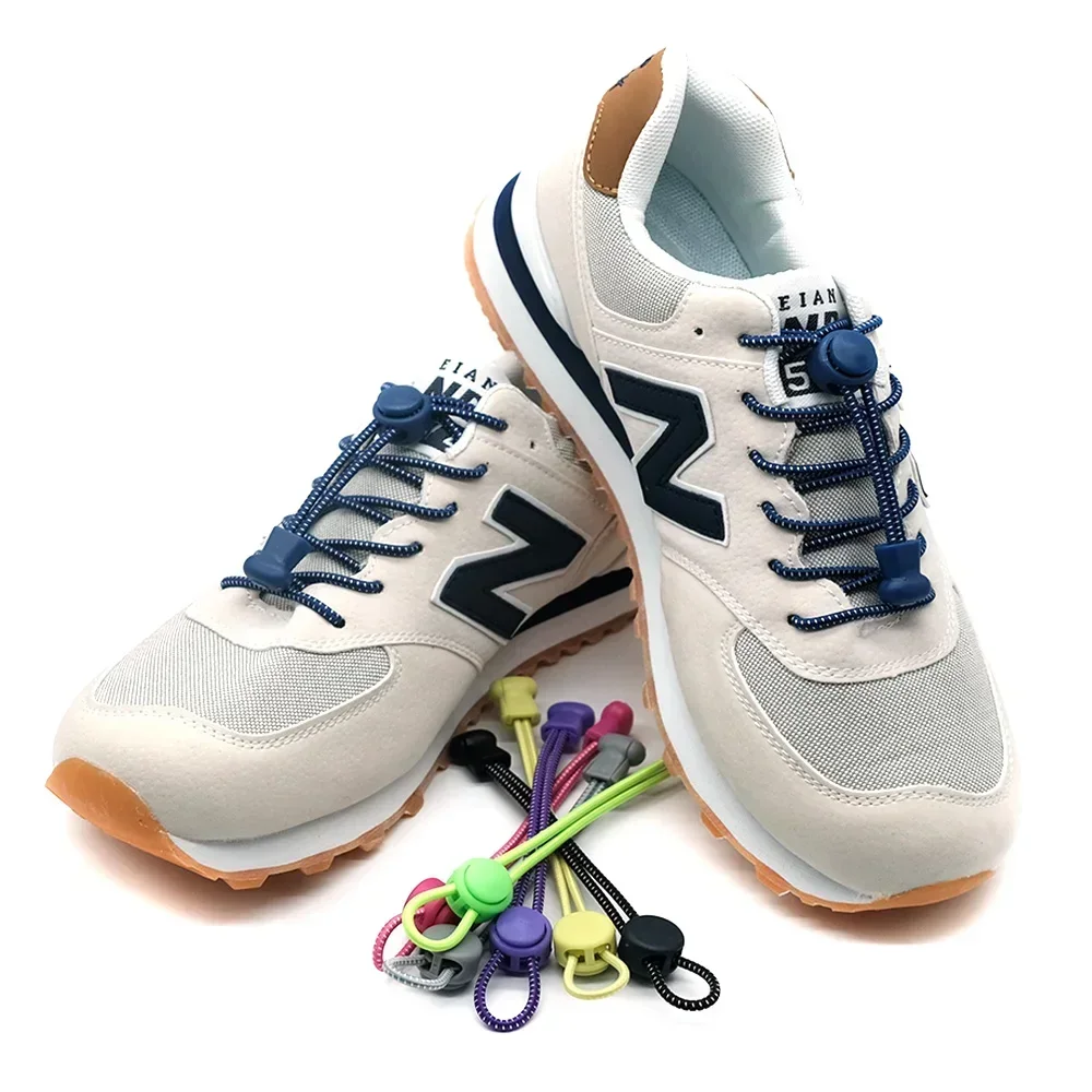Cordones elásticos para zapatos sin cordones para senderismo, 17 colores, cordones para zapatillas, elásticos de goma con bloqueo redondo, cordones rápidos para perezosos