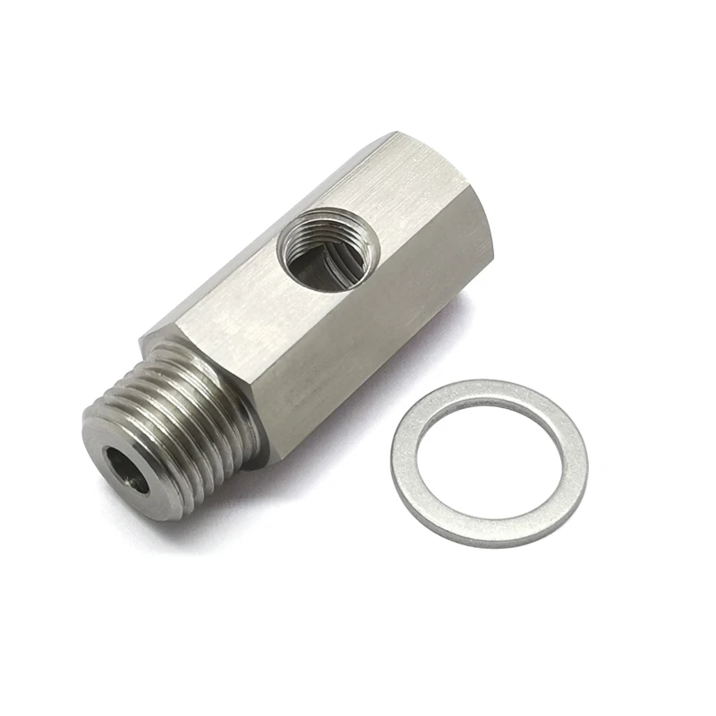 ステンレス鋼油圧および酸素センサーコネクタ,側面穴,ガスケット付きアダプター,1/8 npt,m16x1.5,新品
