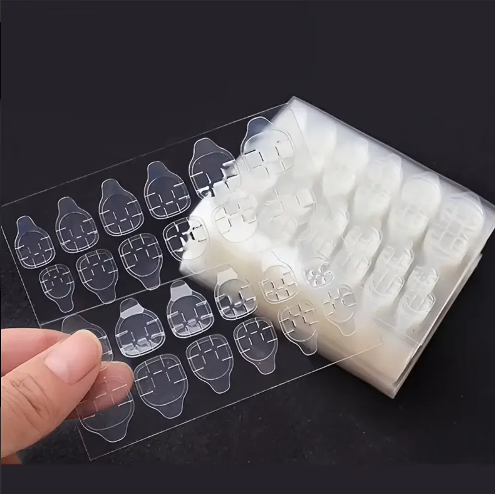 240/480 PCS Fita adesiva forte para pontas de unhas prensadas - Filme adesivo de dupla face para unhas falsas-transparente