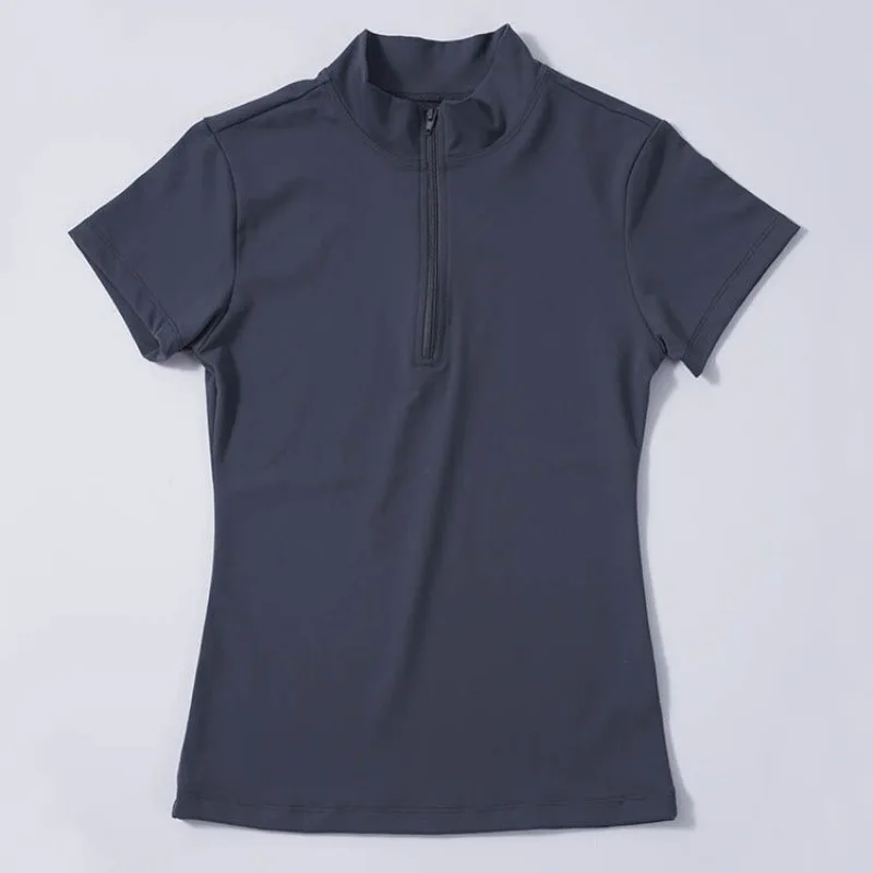 เสื้อยืดกางเกงปั่นจักรยานม้าแฟชั่น2024สำหรับผู้หญิงเสื้อยืดแขนสั้นสำหรับนักขี่ม้าขี่ม้าไปด้านหลัง