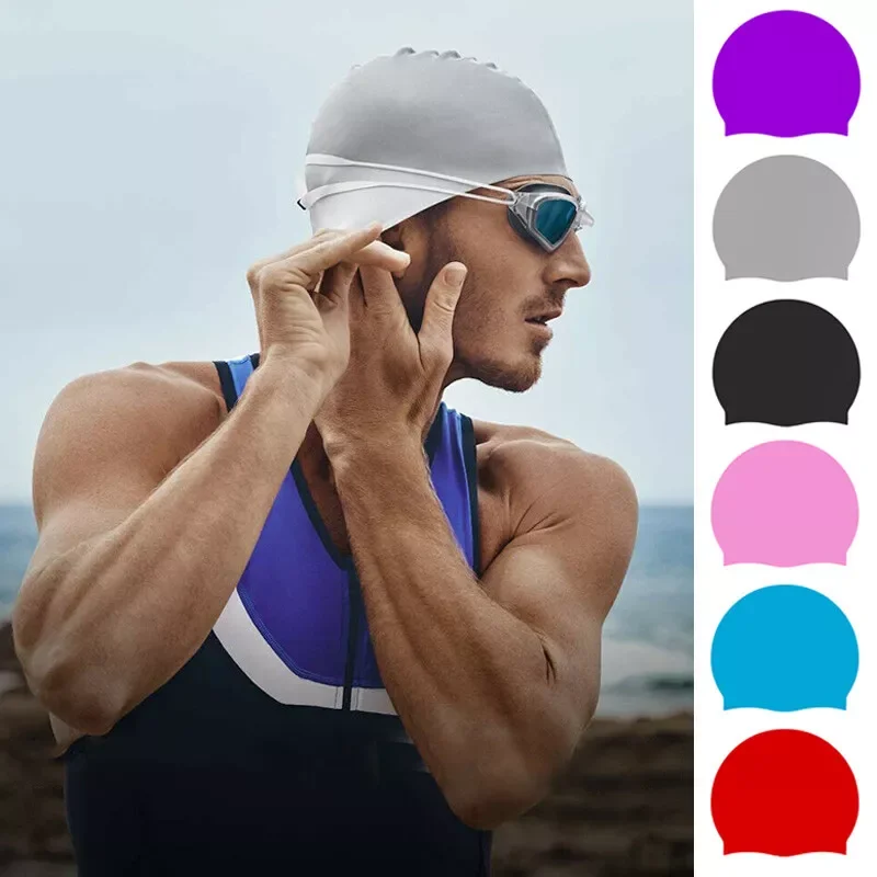 Gorro de natación de silicona para adultos Unisex, gorro de natación impermeable, gorro de piscina antideslizante, gorro de silicona elástico para cabello largo y corto