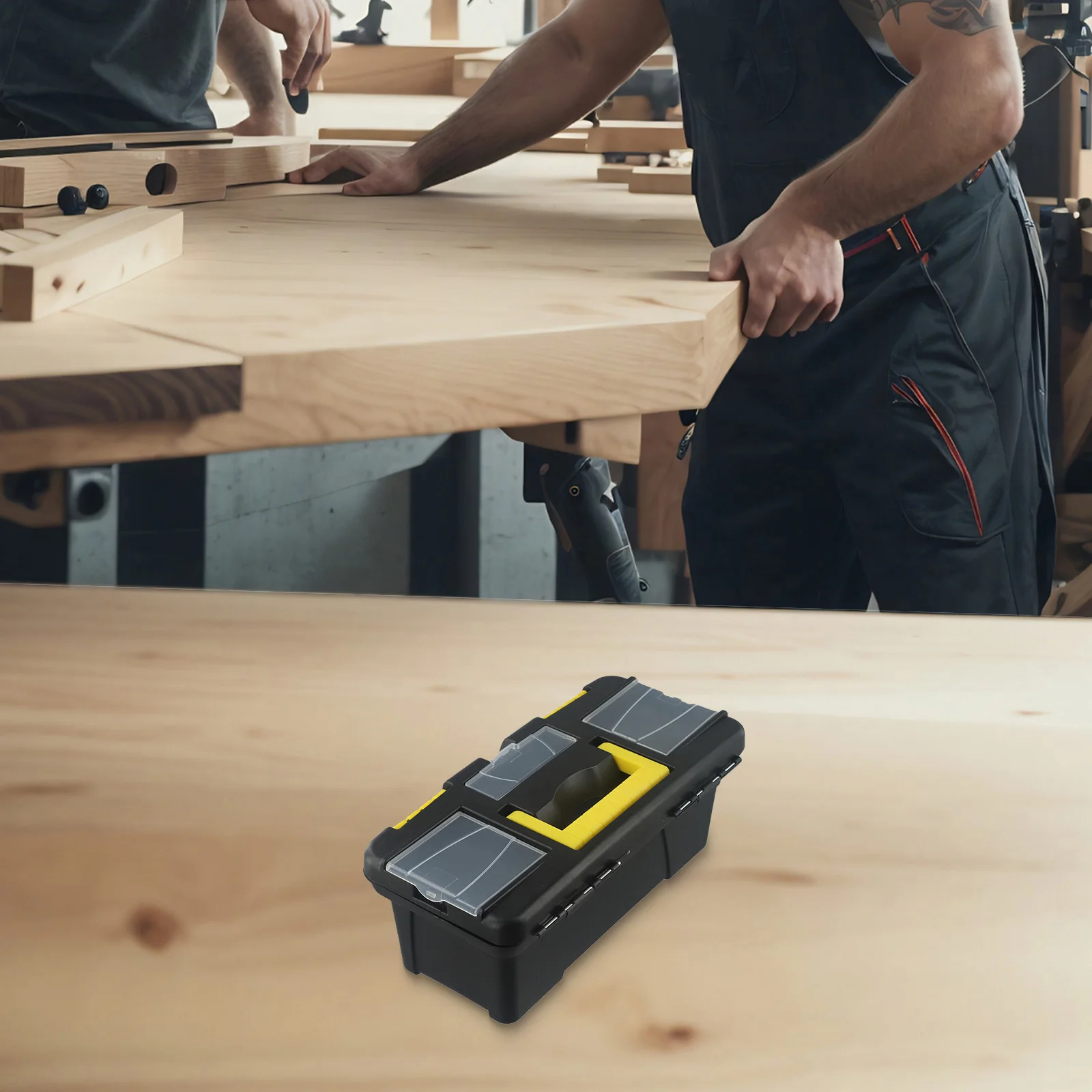 1pcs 10-Inch Two-Layer Plastic Toolbox Mini Multi-Functional Accessories Box Black Tools Packaging Case