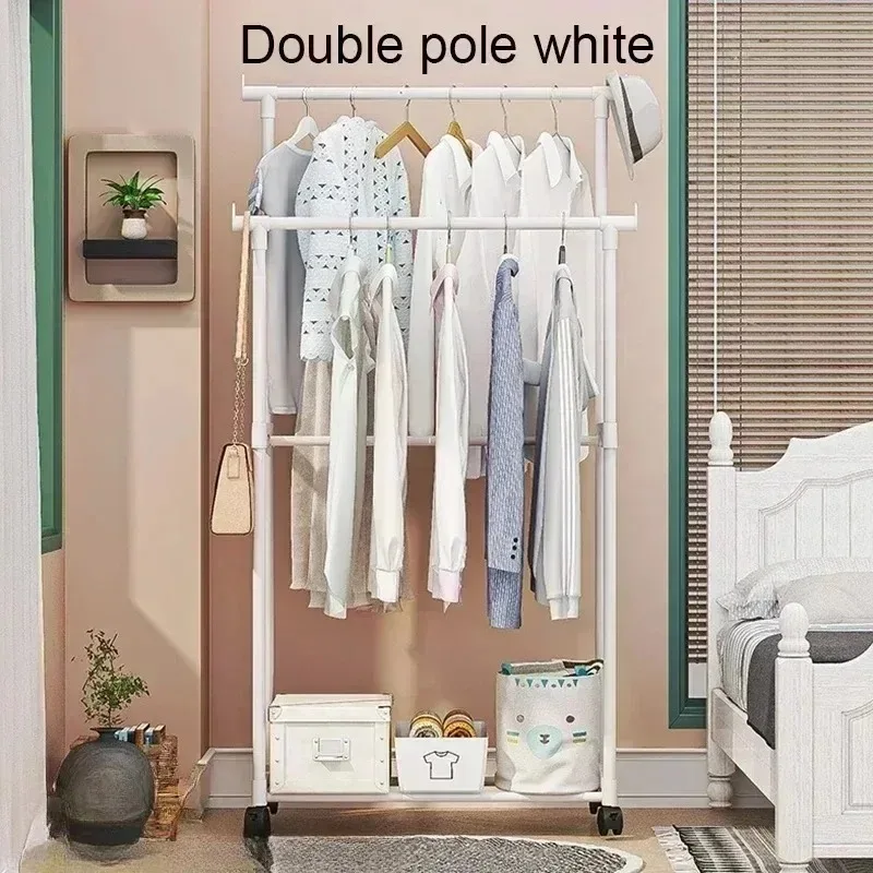 Rack simples para calças de quarto do chão ao teto, rack integrado para sapatos e chapéus, roupas domésticas push-pull e rack de secagem de chapéus.