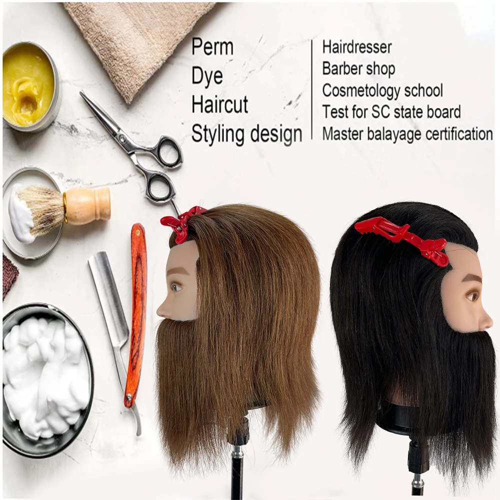 Simnient Nam Đầu Manocanh Với 100% Thực Sự Tóc Của Con Người Để Thực Hành Máy Làm Tóc Đào Tạo Thẩm Mỹ Đầu Búp Bê Cho Tóc Tạo Kiểu Tóc