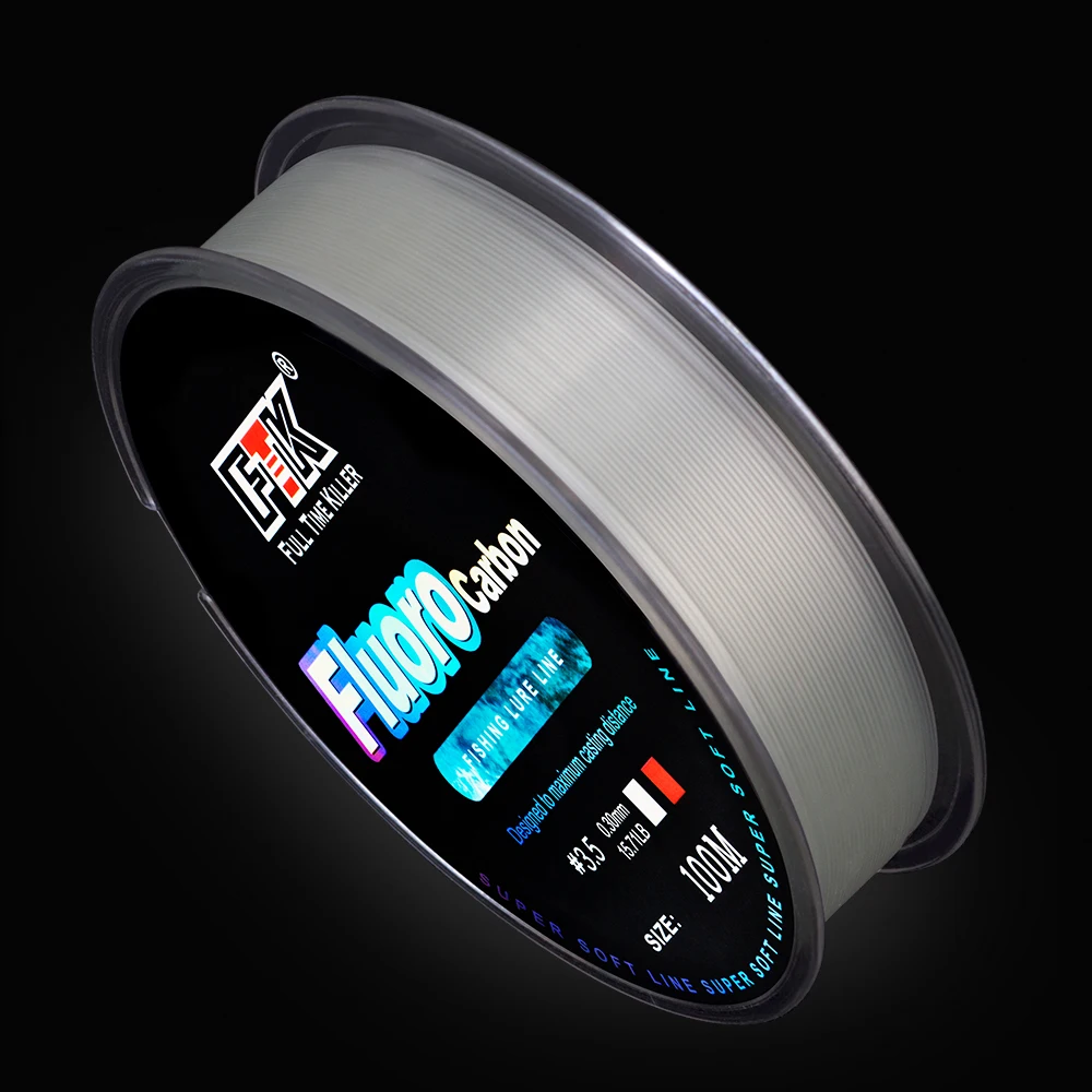 FTK 100M Fluorocarbon เคลือบสายตกปลา 0.14 มม.-0.5 มม.4.13LB-34.32LB คาร์บอนไฟเบอร์ Monofilament Line ปลาคาร์พตกปลา Sinking Line