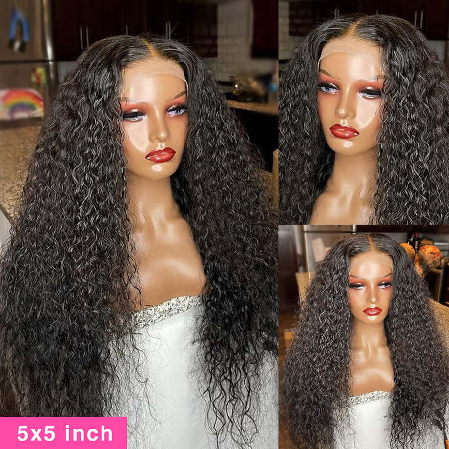 4x4 5x5 Onda di Acqua Parrucca di Chiusura Del Merletto 13x4 13x6 Hd Onda Profonda Parrucca Frontale Del Merletto 360 Parrucche Dei Capelli Umani Ricci Per Le Donne Nere capelli umani