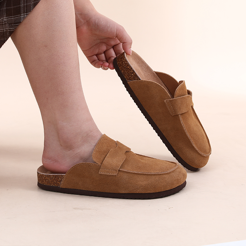 Smile PoP Cork Suede Clogs Slippers For Women Men Clogs Shoes Classic Cork Antislip Outdoor Slippers With Arch Support Mules