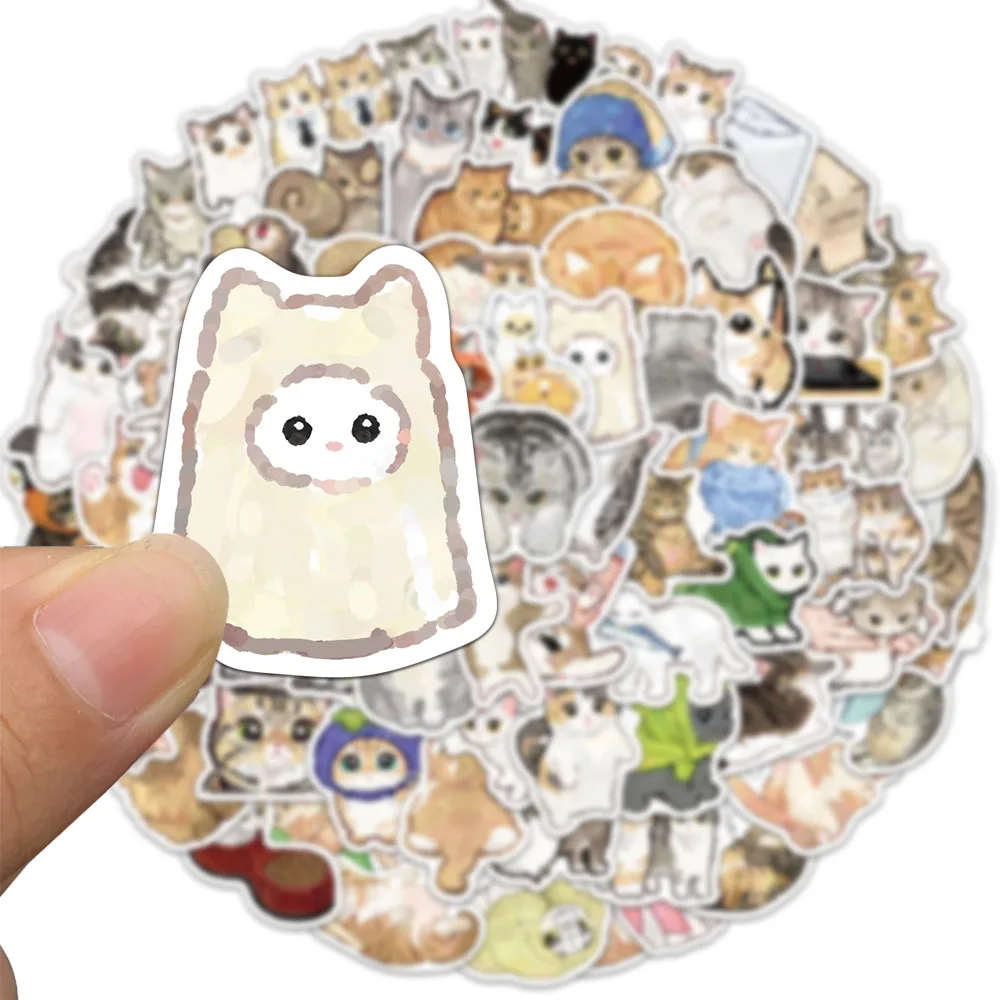 77/154/231 PCS Gato Dos Desenhos Animados Adesivos Requintados Materiais de Conta de Animais Capas de Telefone Laptop Bagagem Adesivos À Prova D 'Água