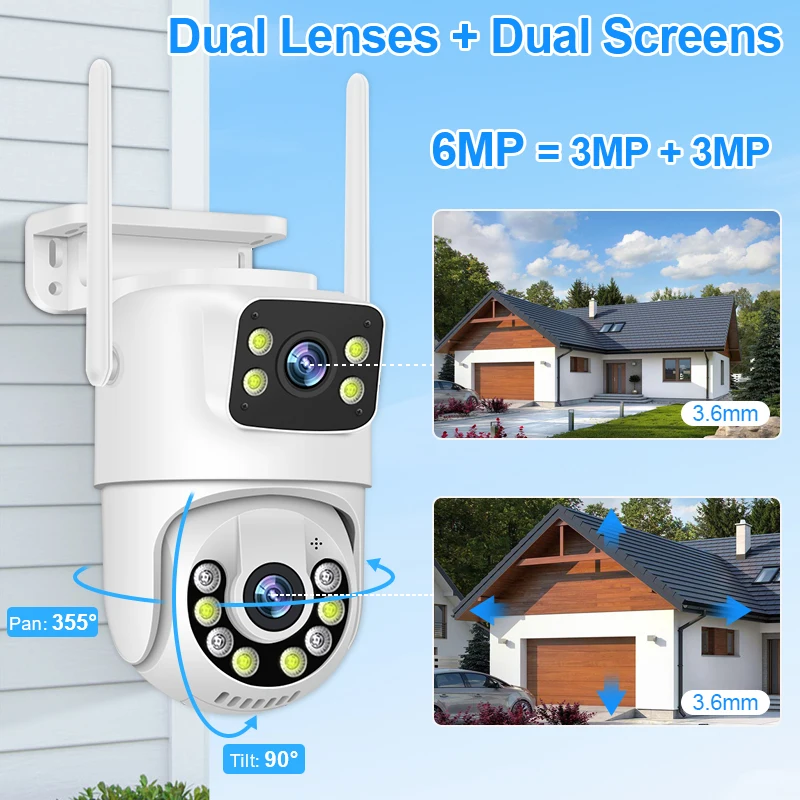 Sistema CCTV inalámbrico Smar, Kit de cámara WiFi, cámaras IP de 6MP con Audio de seguridad de doble lente, conjunto de videovigilancia NVR de 8 canales ICse