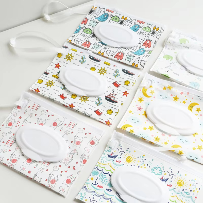 1PC EVA Portable Snap-Strap Tissue Box Wet Wipes Bag Flip Cover Cosmetic Pouch Outdoor Useful Baby Stroller Accessories