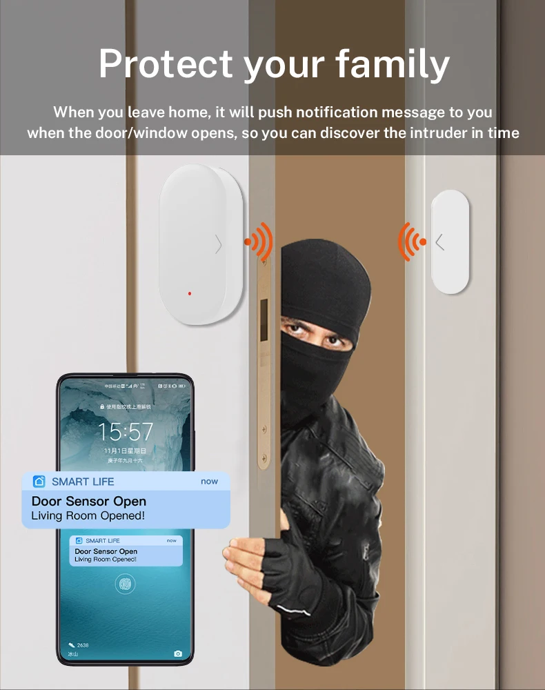 Czujnik drzwi Zigbee 3.0 Czujnik okna do inteligentnego domu APP Zdalne sterowanie Kompatybilny z Alexa Google Assistant Smart Life Tuya