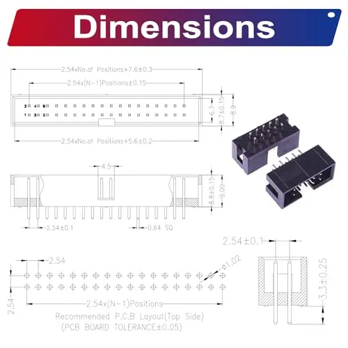 2.54Mm Idc Box Header Kit, Dubbele Rij Rechte Doos Header Connector 6/8/10/14/16/20/26/30/34/40pin Rechte Pin (Idc-Header)