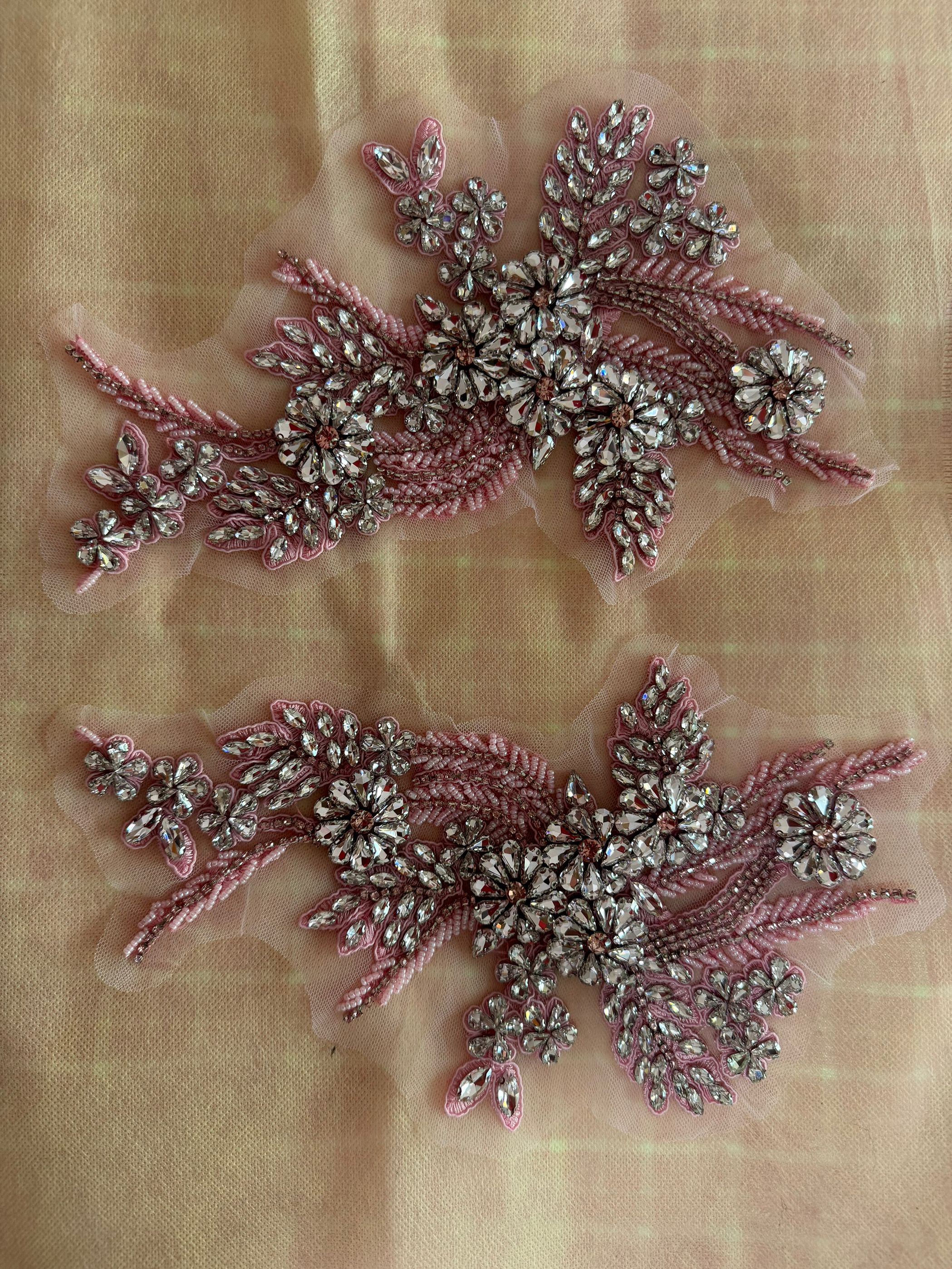 Monster Luxe Handgemaakte Diamant DIY Hoofddoeken Materiaal Avondjurk Hals Stof Kralen Kristal Tule Kleding Decoratie