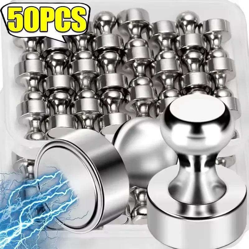50/1Pcs Metal Magnetic Pins Portable Magnetic Thumbtacks for Whiteboard Cone Strong Magnets Fridge Pushpin Home Storage Tools